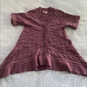 Anthropologie Moth Purple Cardigan with Asymmetrical Hem
